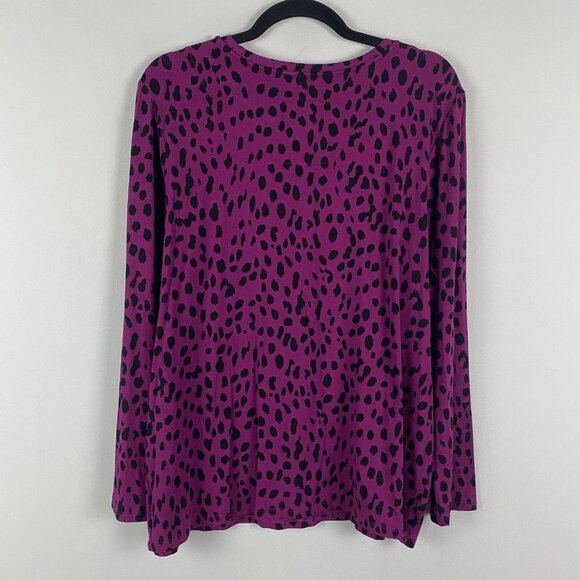 Chicos Touch of Cool Dot Layering Tee T Shirt SIze 3 US XL Purple Black - Picture 2 of 10